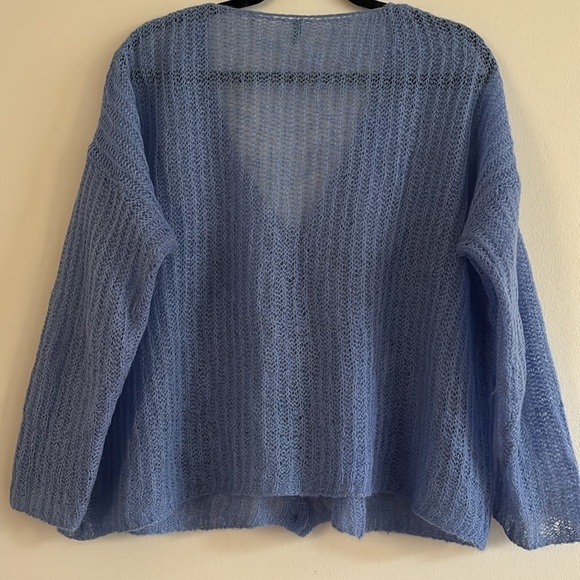 UNITED COLORS OF BENETTON sky blue super soft mohair blend cardigan size L - Picture 13 of 13